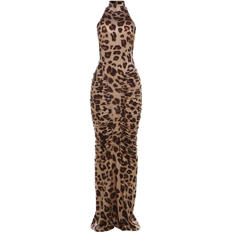 Halter leopard maxi Dress