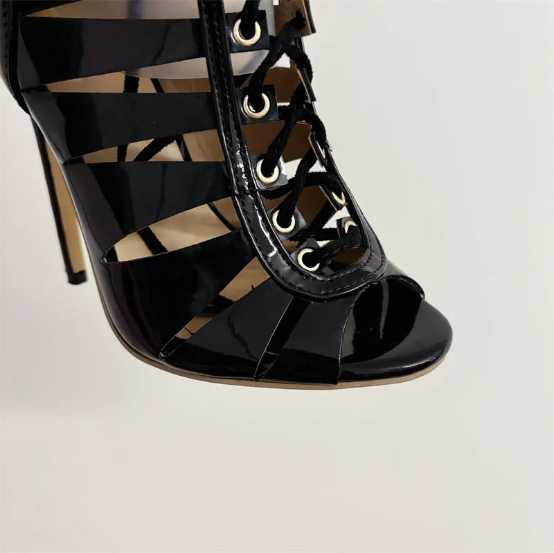 Cross Strap Knee High Heels