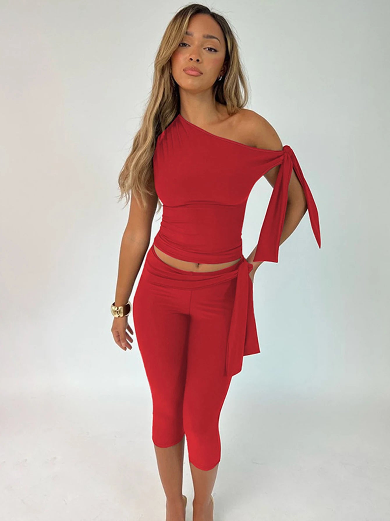 Off Shoulder Capri Set