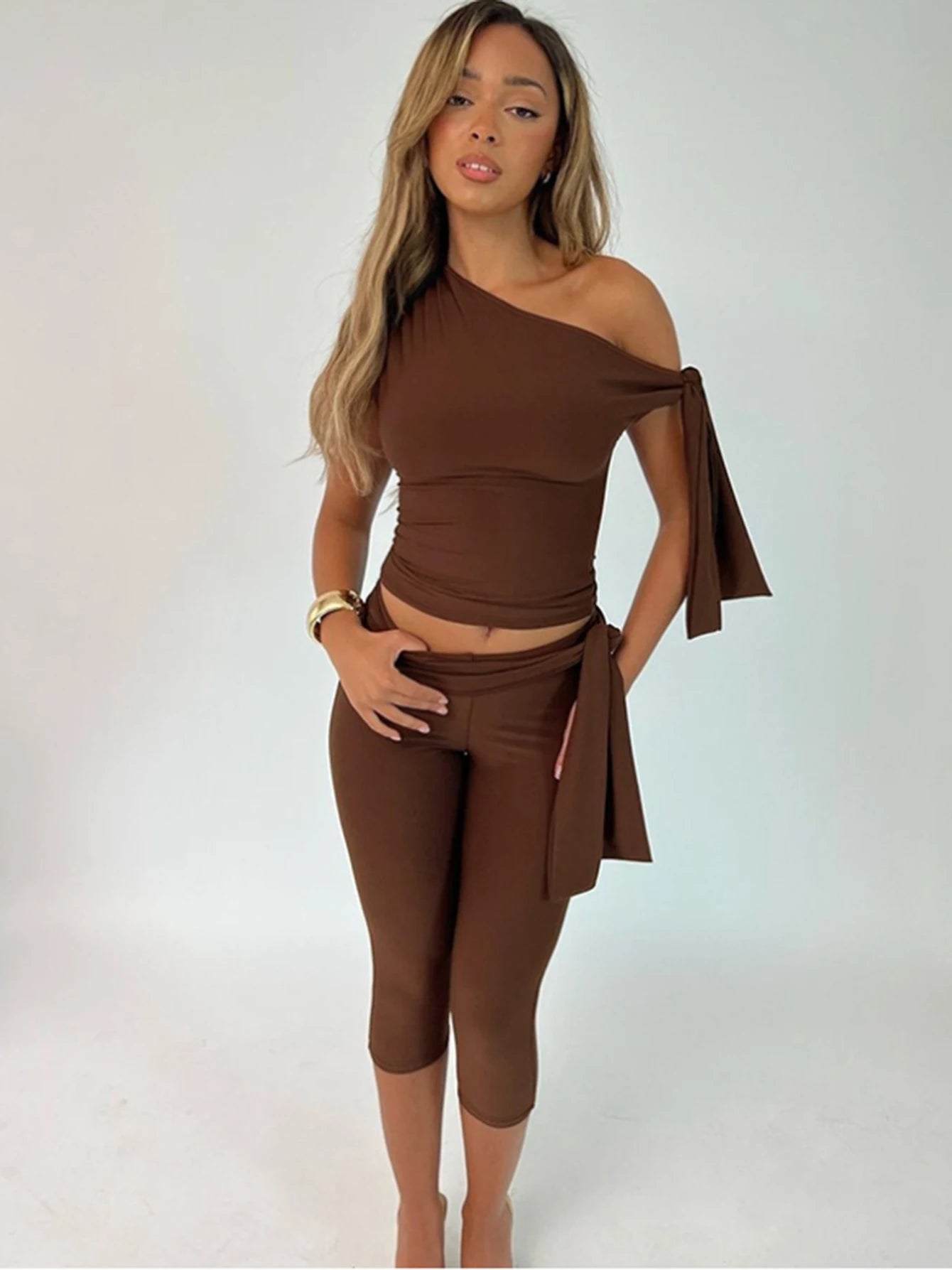 Off Shoulder Capri Set